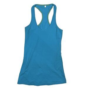 Vtg Lululemon Activewear Solid Turquoise Tank Top Size 4 Small Pre 2012